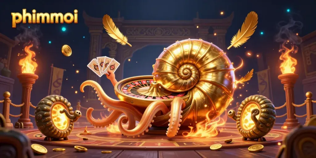 Spin the phimmoi roulette wheel with the golden nautilus and its glowing ammonite companions.