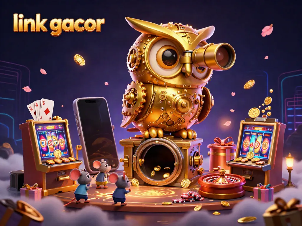 Experience thrilling wins with link gacor, showcasing a vibrant 3D casino scene full of action.