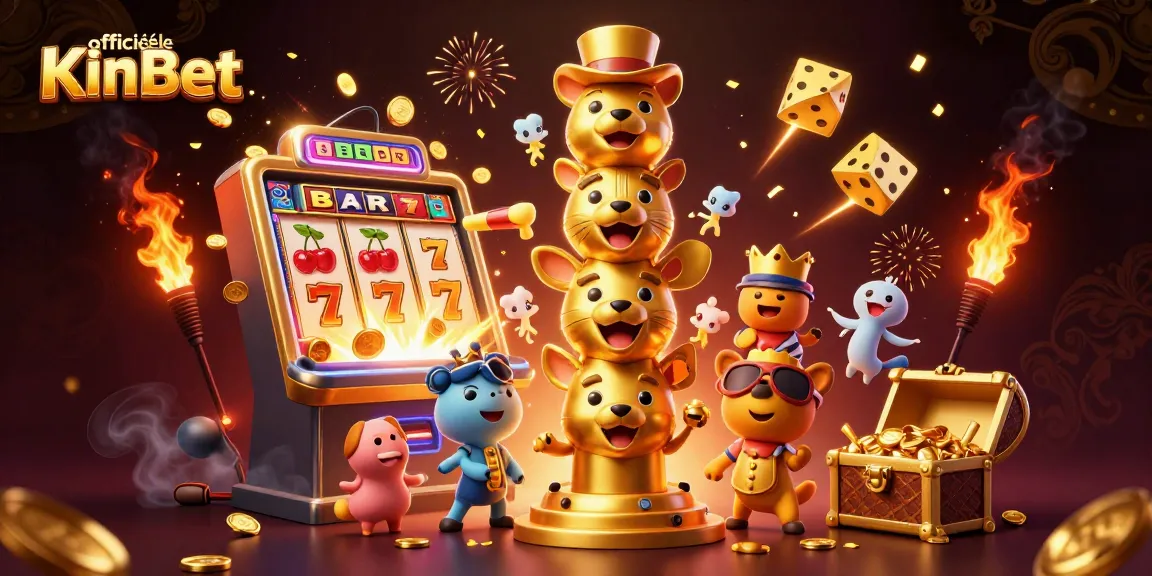 Experience the thrill of official KinBet with vibrant casino games and rich rewards in this 3D illustration.